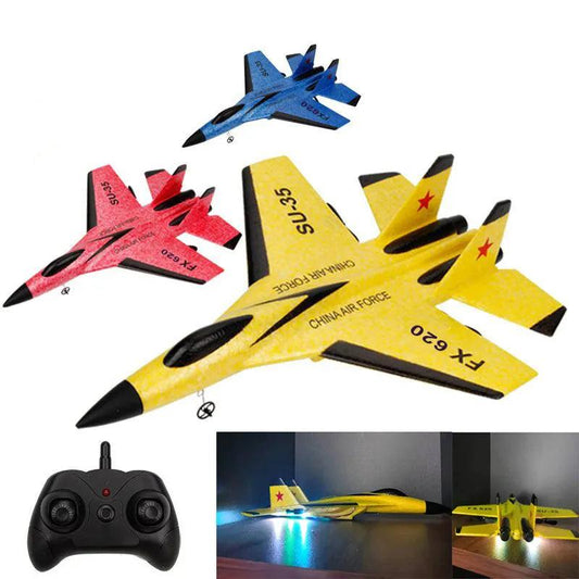 Epipgale 2.4G Glider RC Drone Flanker-E SU35 Fixed Wing Airplane Remote Control Airplane Electric With LED Outdoor Toys RC Plane SU-35 - Qliczon